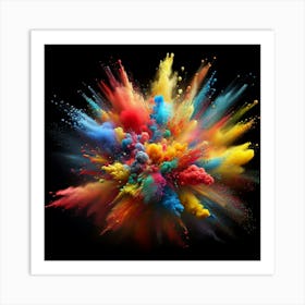 Colorful Powder Explosion On Black Background 1 Art Print