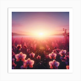 Sunset In The Field Art Print