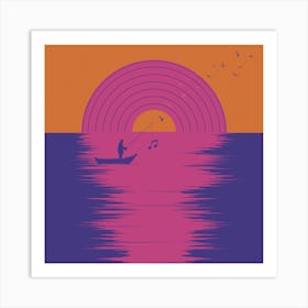 Musical Fishing Square Art Print