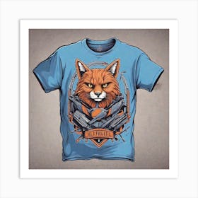 Fox With Guns T-Shirt Design Art Print