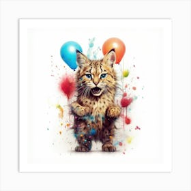 Cat With Balloons Art Print