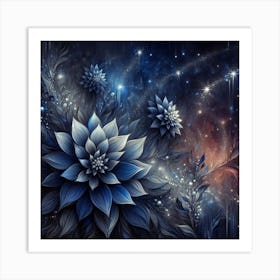 Blue dahlia 4 Art Print