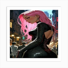 Pink Haired Girl 2 Art Print