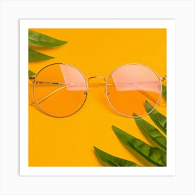 Sunglasses On A Yellow Background Art Print