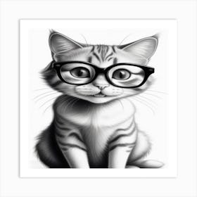Cat With Glasses 2 Art Print