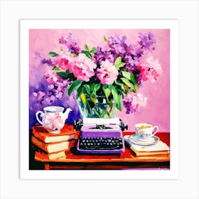 Typewriter And Flowers 1 Art Print