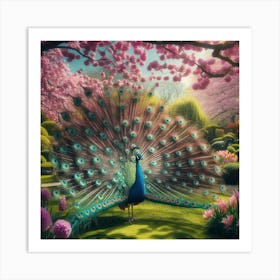 Peacock In The Garden Art Print