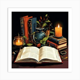 Book And Candle Art Print