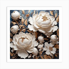 Pattern with White Peony flowers 1 Art Print