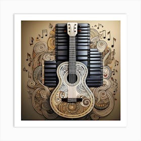 Guitar And Music Notes 4 Art Print