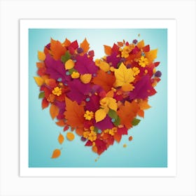 Autumn Leaves Heart Art Print