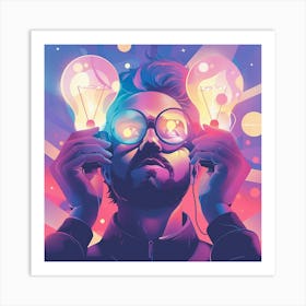 Light Bulb Man Art Print