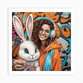 448917 Female Programmer With A Big Smile, White Rabbit E Xl 1024 V1 0 2 Art Print