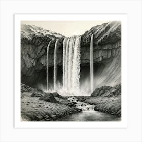 Waterfall In Iceland Art Print