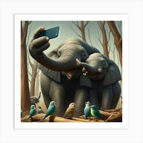 Portrait Of Elephants Art Print