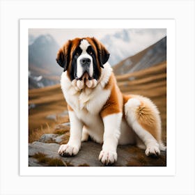 St Bernard Dog 54 Art Print