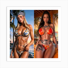 Two Women In Bikinis 26 Art Print