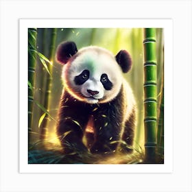 Running through the Bamboo, Panda Bear Cub Art Print