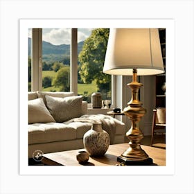 Living Room With A Lamp Art Print