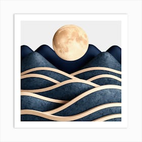 Moon And Waves 66 Art Print