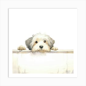 Dog Looking Over A Fence 3 Art Print