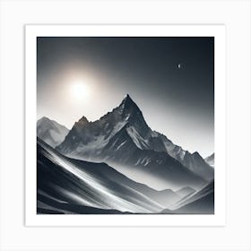 Moonlight In The Mountains 2 Art Print