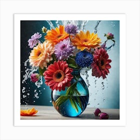 Colorful Flowers In A Vase 19 Art Print