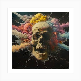 Skull With Colored Smoke Art Print