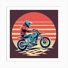 Sunset vintage motorbike Art Print