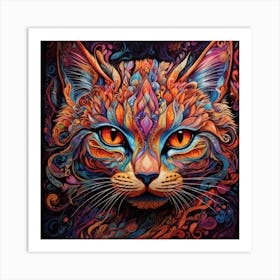 Dreamshaper V7 A Psychedelic Representation Of A Cats Face Wit 0 Art Print