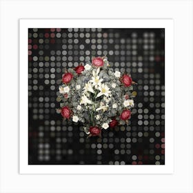 Vintage St. Bruno's Lily Flower Wreath on Dot Bokeh Pattern n.0689 Art Print