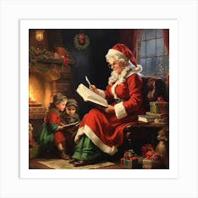 Santa Reading To Children Art Print