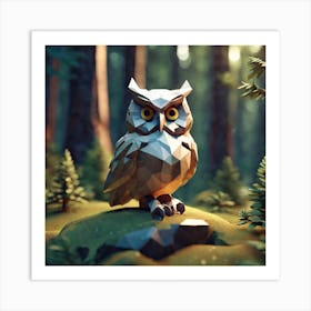 Low Poly Owl 3 Art Print