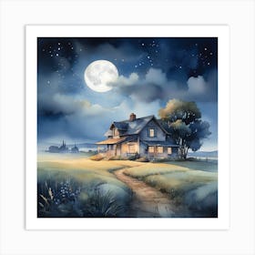 House At Night Art Print