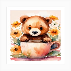 Teddy Bear In A Cup 1 Art Print