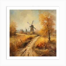 Vintage Oil Painting, Farmhouse Wall Decorations, Vintage Landscape, Printable Wall Art, Vintage Landscape Oil Painting.
15Windmills. Art Print