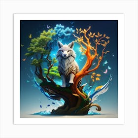 Wolf In The Tree Art Print