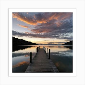 Sunset At Lake Taupo Art Print