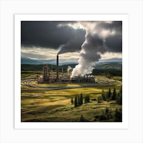 Smoke Billowing From A Power Plant Art Print