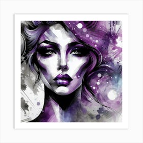 Purple Girl With Purple Hair Art Print