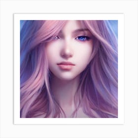 Anime Girl With Pink Hair Art Print