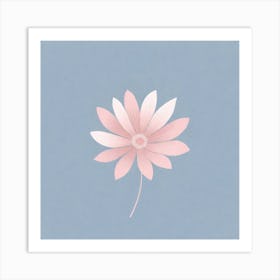 A White And Pink Flower In Minimalist Style Square Composition 247 Art Print