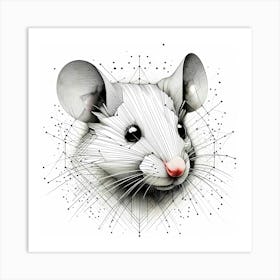 Mouse Head - Abstract Line Art Illustration 290 Art Print