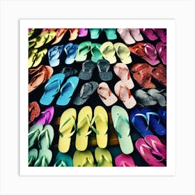 Colorful Flip Flops galore Art Print