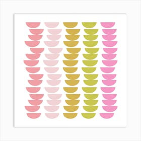 Cute Pink and Lime Green Geometric Kitchen Bowl Shapes Art Print