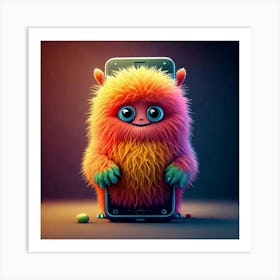 Firefly Creaturemorphic, Smartphone, Fluffy, Soft, Adorable, Innovative, Whimsical, Vibrant, Surreal (9) Art Print