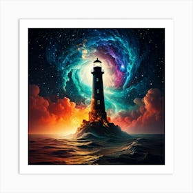 Firefly Black Lighthouses, Venus, Smoky Steam, Colorful Oceans, Galaxies, Nebulae, Digital Art, Smog (10) Art Print