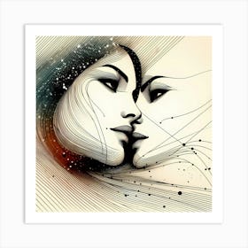 Female Love - Abstract Line Art Illustration 221 Art Print