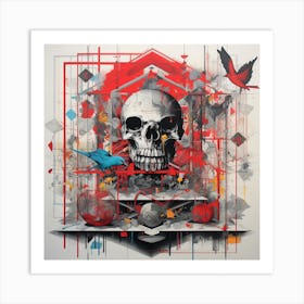 'Skull And Birds' Art Print