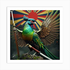 A Robust Green Pheasant With Chiseled Features Art Print